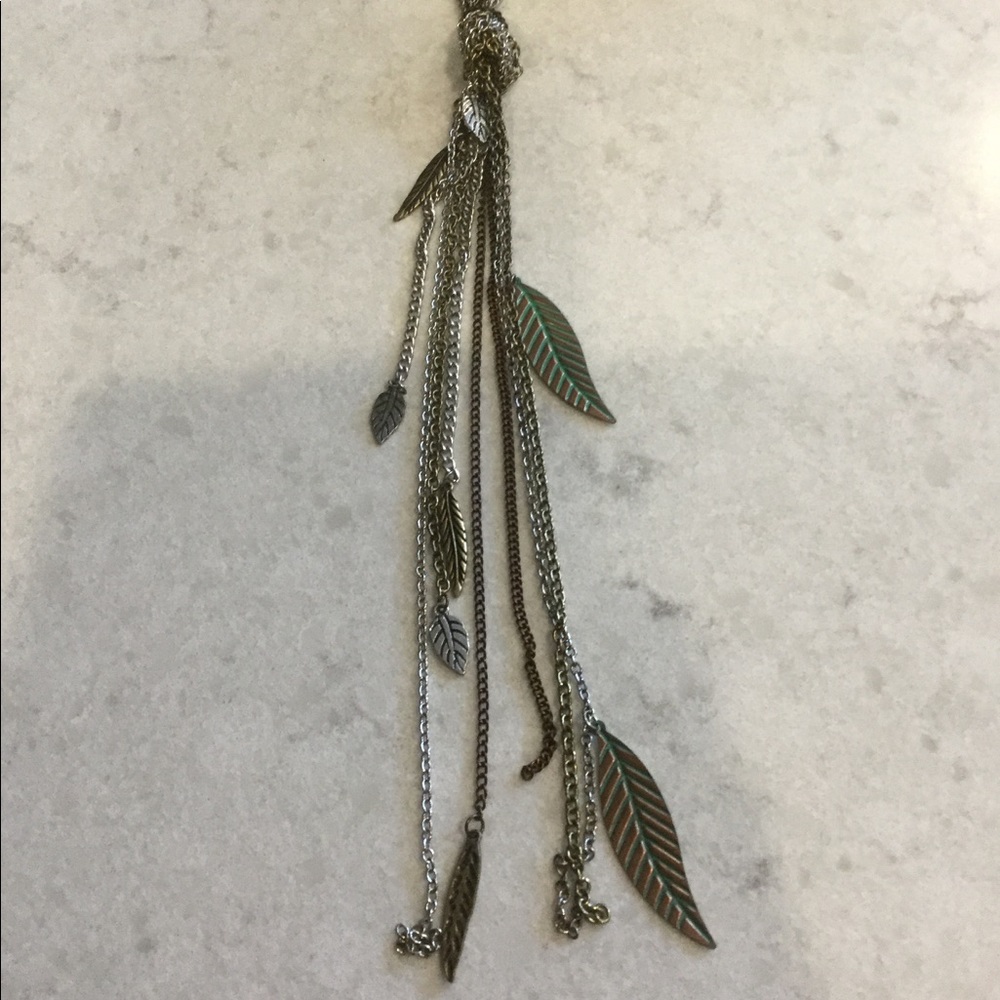 Silver, Teal, & Bronze Knotted Necklace